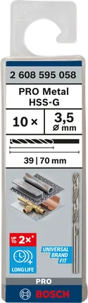 BOSCH HSS DRILL BIT 3.5MM (10PCS/PKT) 2608595058 BOSCH HSS DRILL BIT 3.5MM (10PCS/PKT) 2608595058
