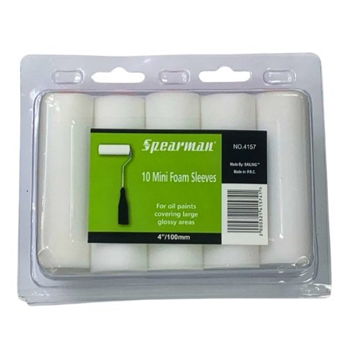 Spearman-MINI-FOAM-SLEEVES-Flat-Head-2.jpg Spearman 4" Mini Foam Roller Sleeve | Flat Head Painting Tool 10-Pack - Image 1