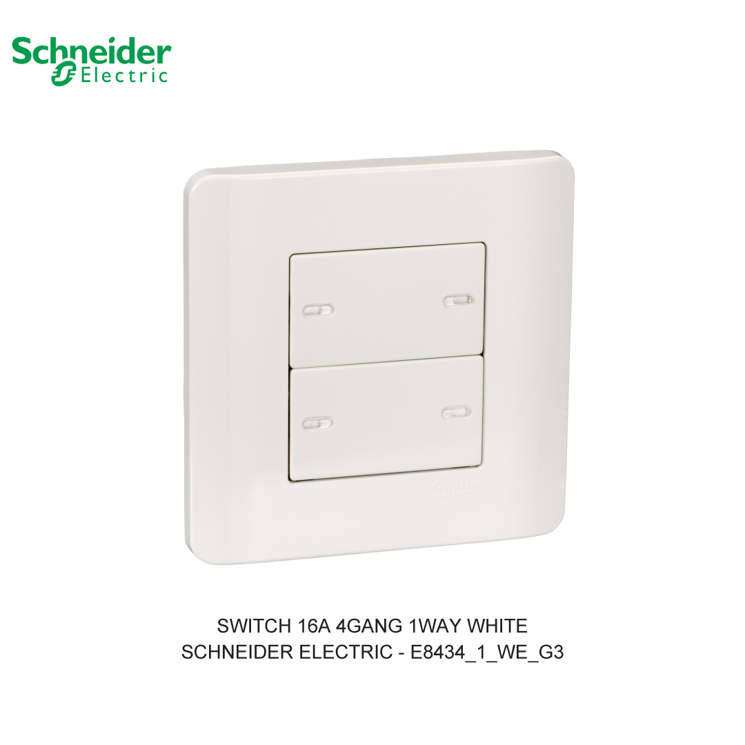 OXeke-switch-16a-4gang-1way-white.png 4GANG 1WAY SWITCH ALS141V ARICOL - Image 1